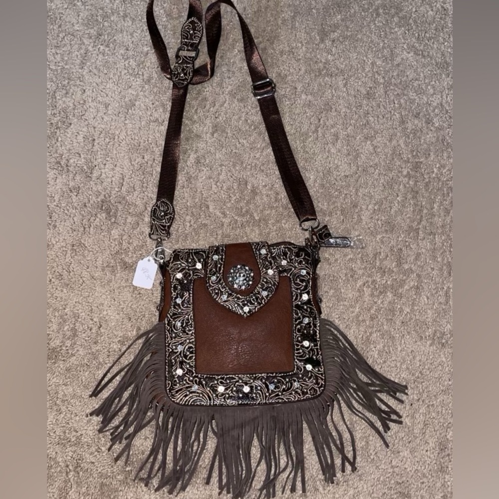 Western Brown Fringe Purse